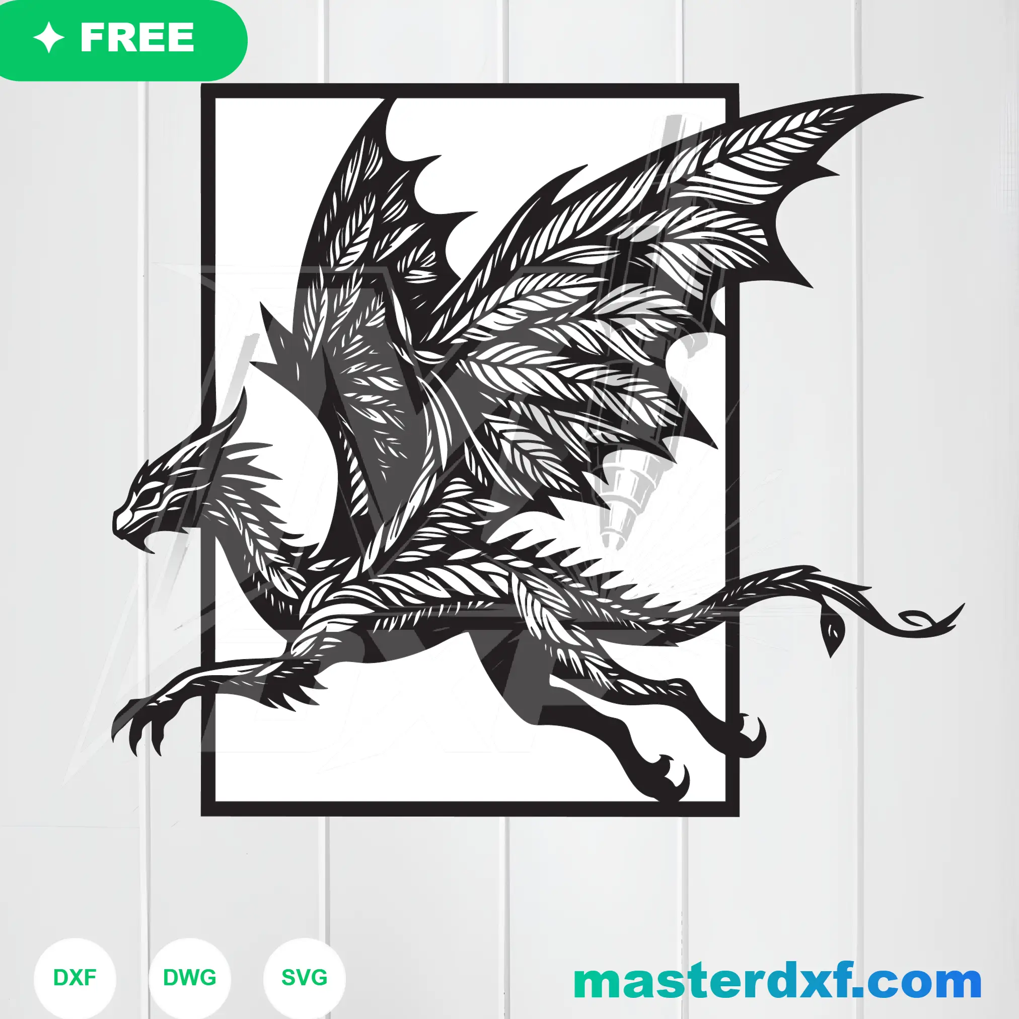 Dragon Wall Art DXF for Laser Cutting DXF File